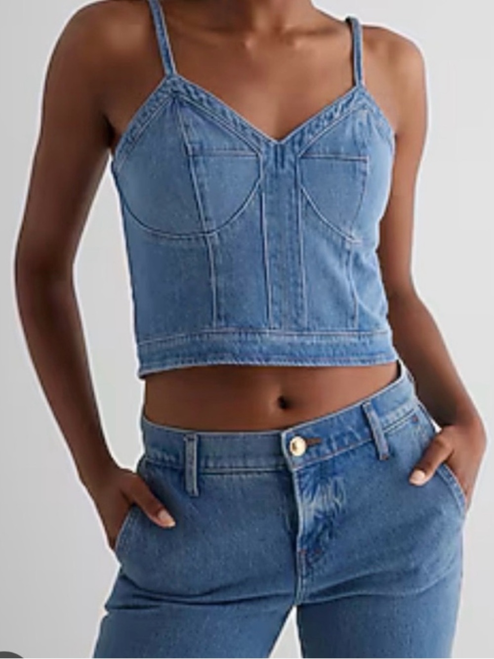 Express Denim Bustier Crop Top NWT - Picture 7 of 7